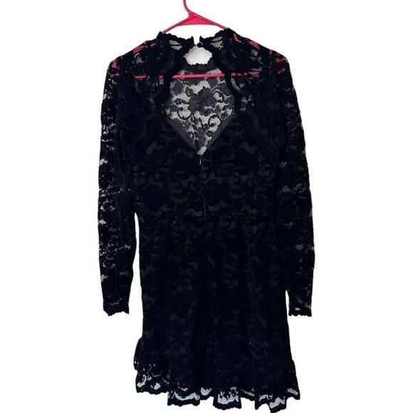 Saylor Revolve Kacey Floral Velvet Lace Back Cutout Mini Dress Black Size Medium - Picture 5 of 11